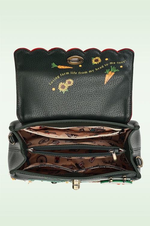 Vendula - Farmhouse Pantry Mini Grace tas in donkergroen en rood 2