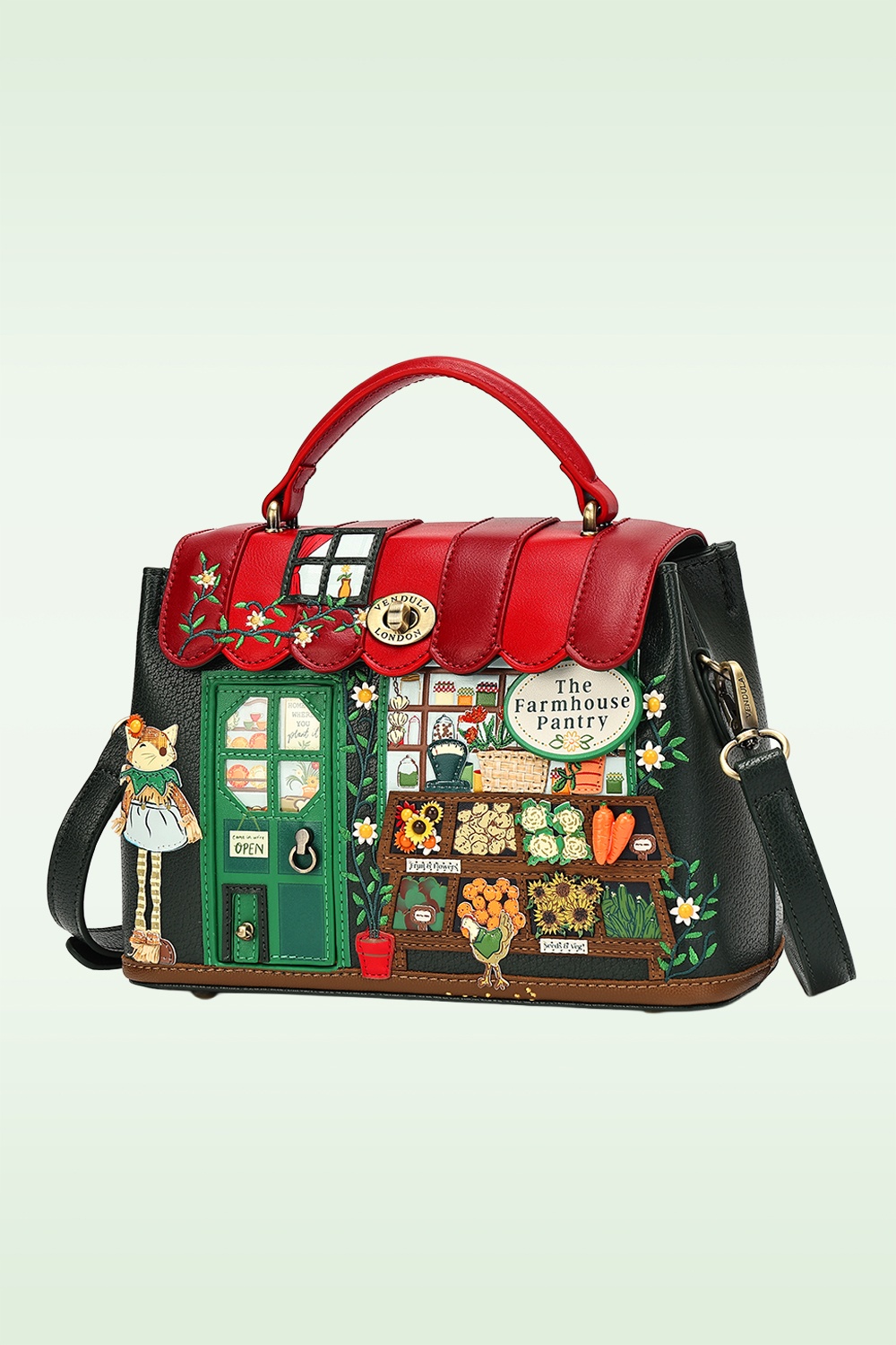 Vendula - Farmhouse Pantry Mini Grace tas in donkergroen en rood 3