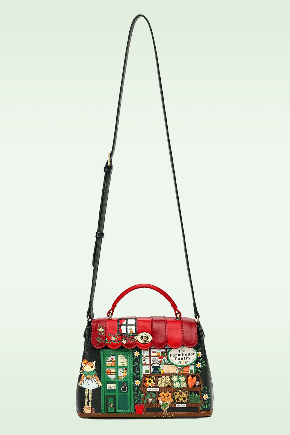 Vendula - Farmhouse Pantry Mini Grace tas in donkergroen en rood 5