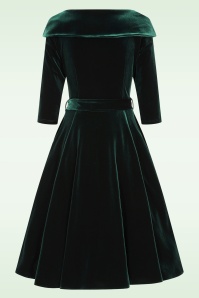 Hearts & Roses - Mabel Velvet Swing Dress in Bottle Green 5