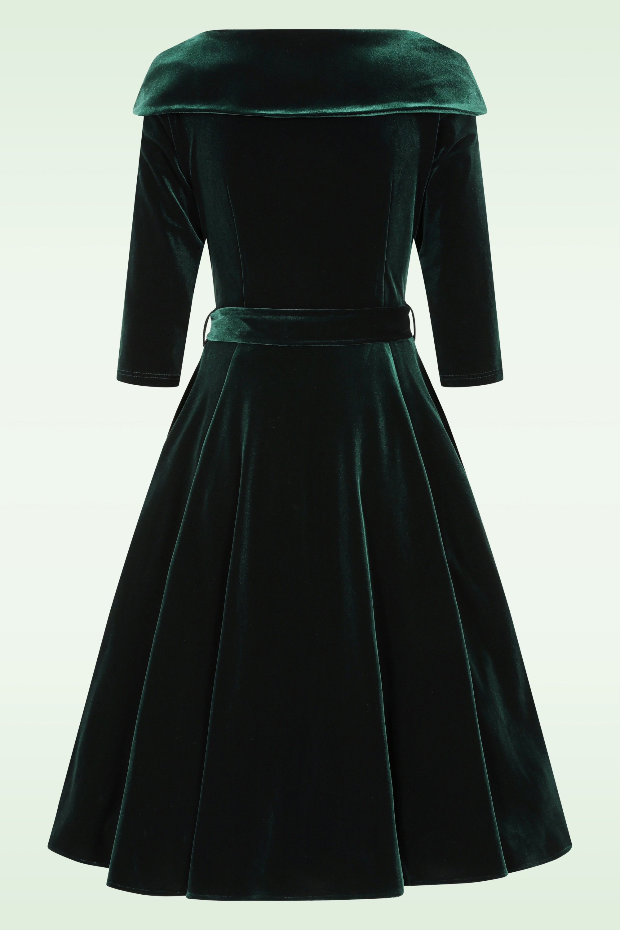 Hearts & Roses - Mabel Velvet Swing Dress in Bottle Green 5