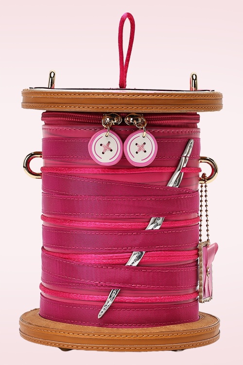 Vendula - Sewing Box Scrapbook Cotton Reel Bag in Pink 3