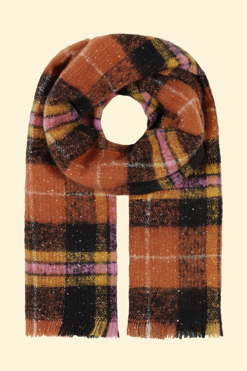 Banned Retro - Blythe Checkered Sequin Scarf in Orange and Multi