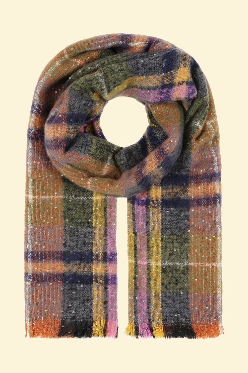 Banned Retro - Tessa Checkered Sequin Scarf in Green and Multi