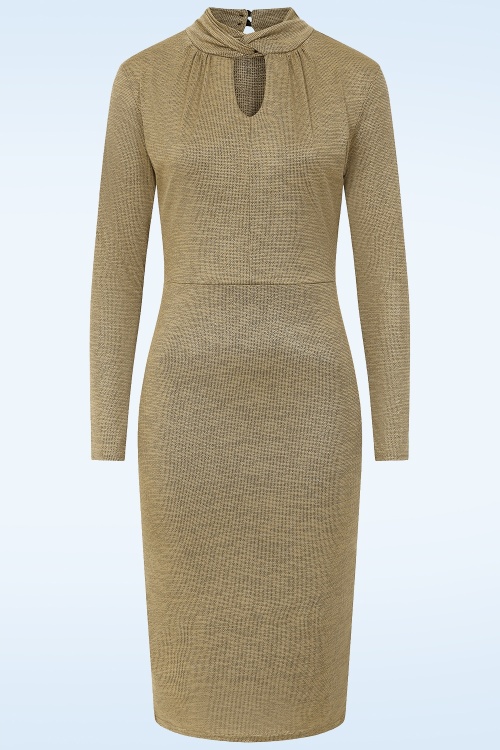 Vintage Chic for Topvintage - Topvintage exclusive ~ Fayen Sparkling Pencil Dress in Gold