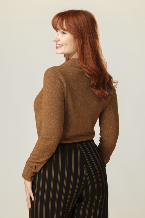 Surkana - Ginny glitter blouse in koper 2