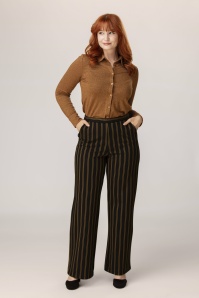 Surkana - Pantalon rayé à jambes larges Jenny en noir