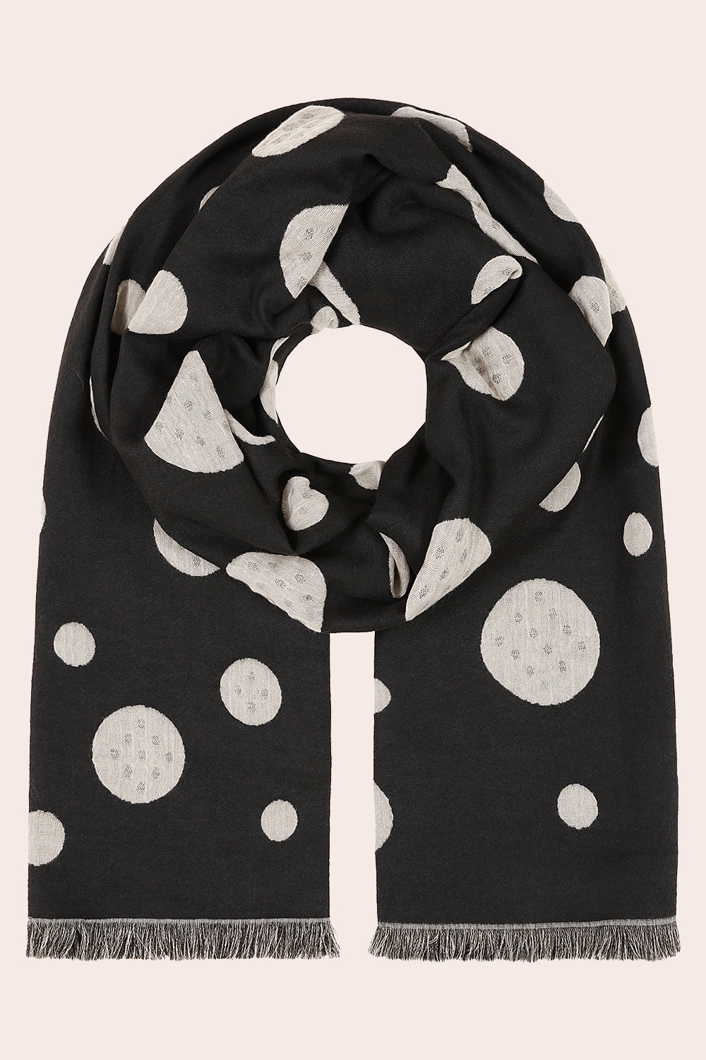 Banned Retro - Polly Spot sjaal in zwart en beige