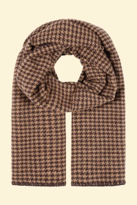 Banned Retro - Harper Houndstooth sjaal in bruin en camel