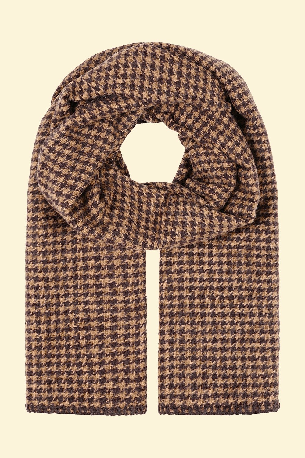 Banned Retro - Harper Houndstooth sjaal in bruin en camel