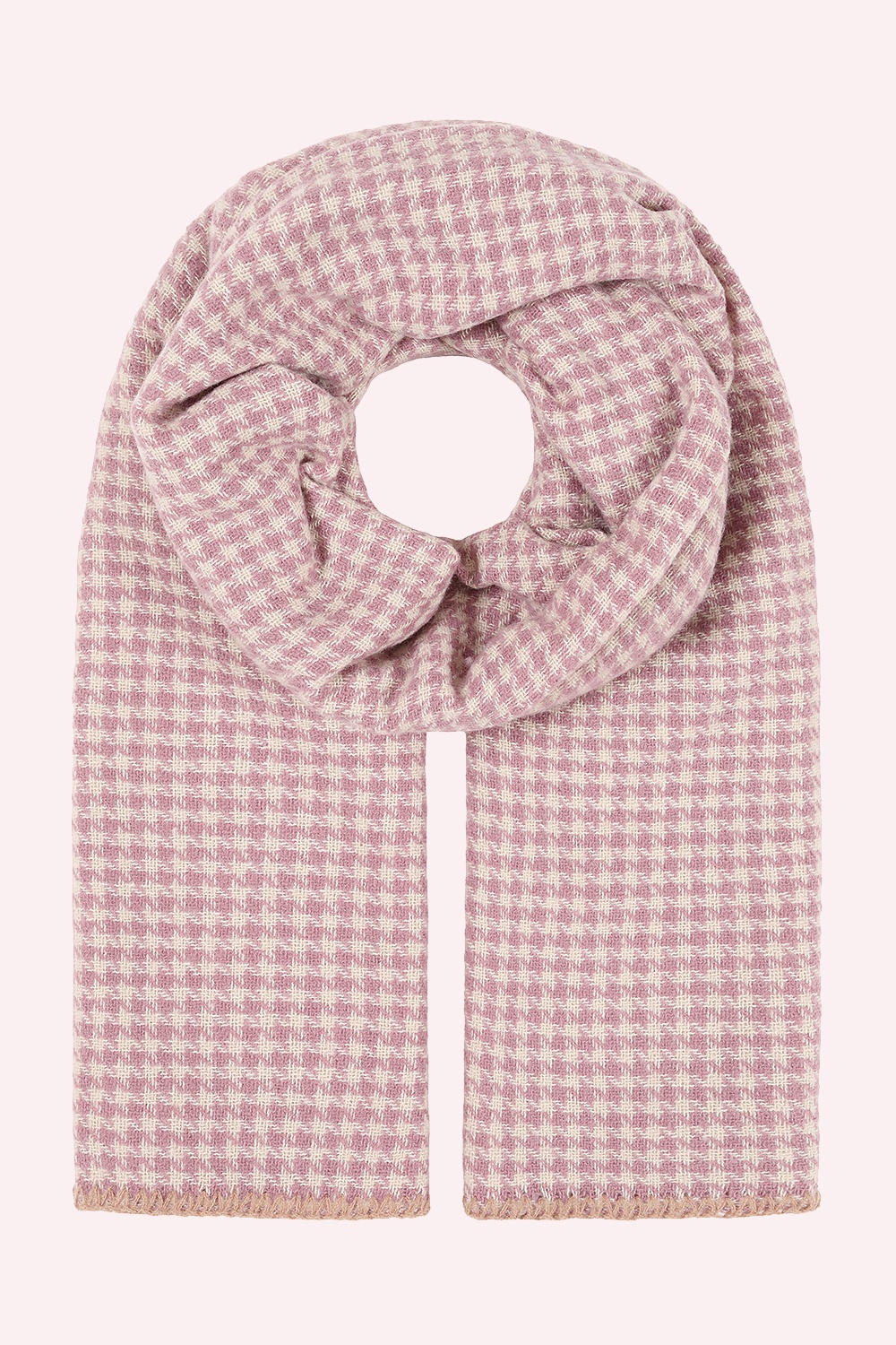 Banned Retro - Harper Houndstooth sjaal in roze en beige