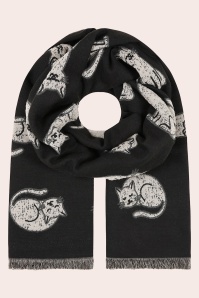Banned Retro - Tabitha Cat sjaal in zwart en beige