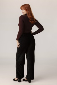 Surkana - Pantalon à jambes larges Wardia en velours noir 2