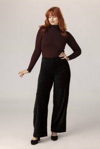 Surkana - Pantalon à jambes larges Wardia en velours noir
