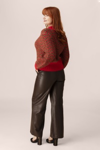 Surkana - Polly Faux Leather Wide Pants in Chocolate 2