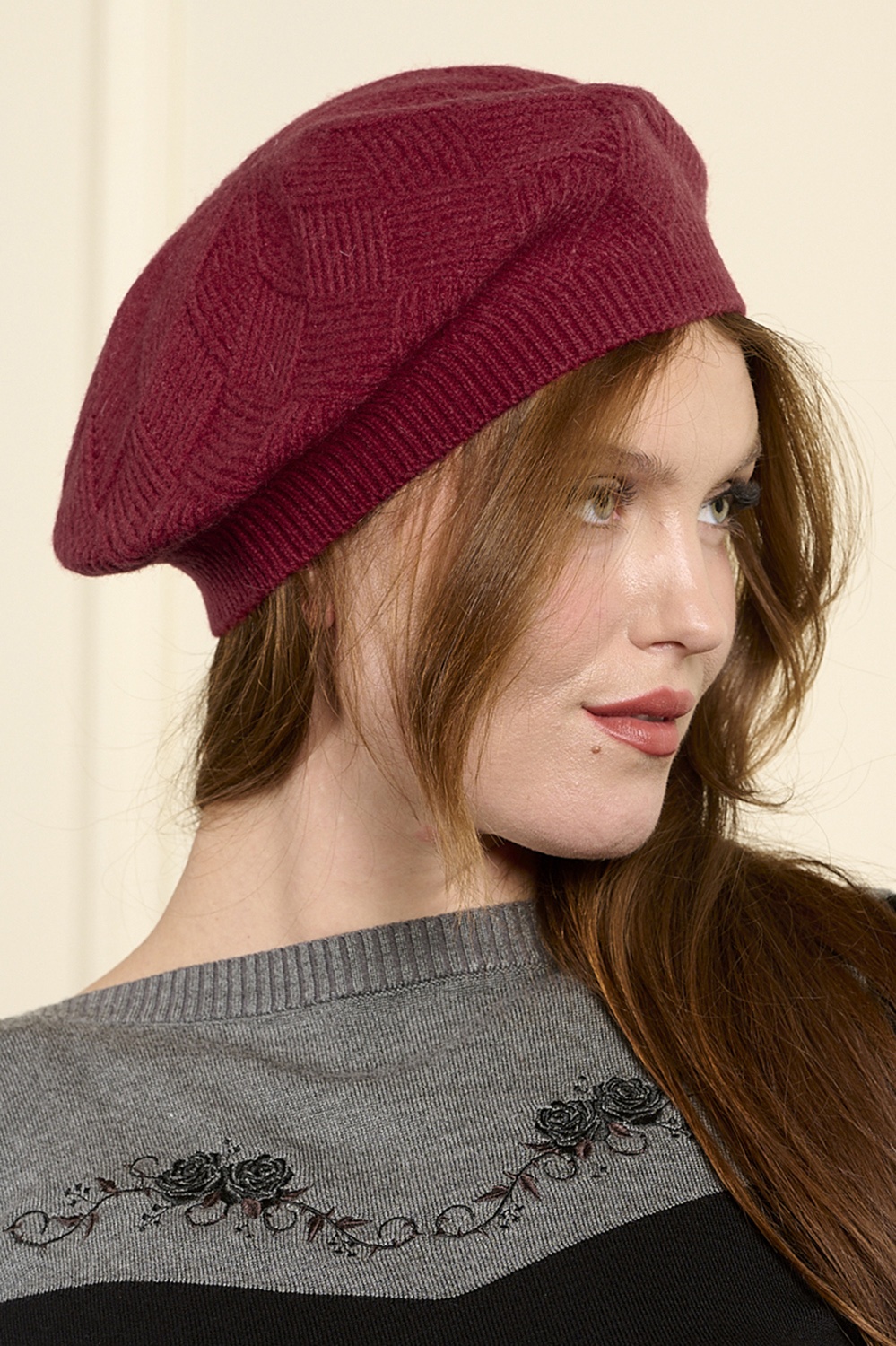 Banned Retro - Etta gebreide baret in rood