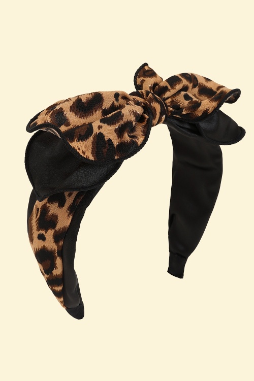 Banned Retro - Lola Knot Headband in Leopard and Black