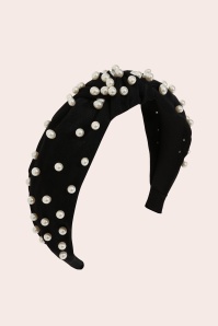 Banned Retro - Dorothy Pearl knot haarband in zwart 2