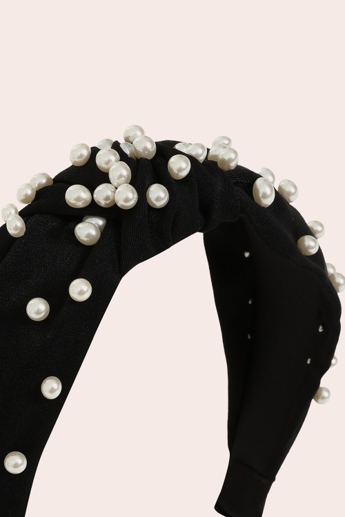 Banned Retro - Dorothy Pearl knot haarband in zwart 3