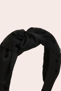 Banned Retro - Mabel polkadot knot haarband in zwart 3