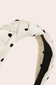 Banned Retro - Mabel polkadot knot haarband in crème 3