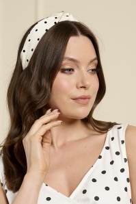 Banned Retro - Mabel polkadot knot haarband in crème 2