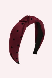 Banned Retro - Mabel polkadot knot haarband in bordeaux