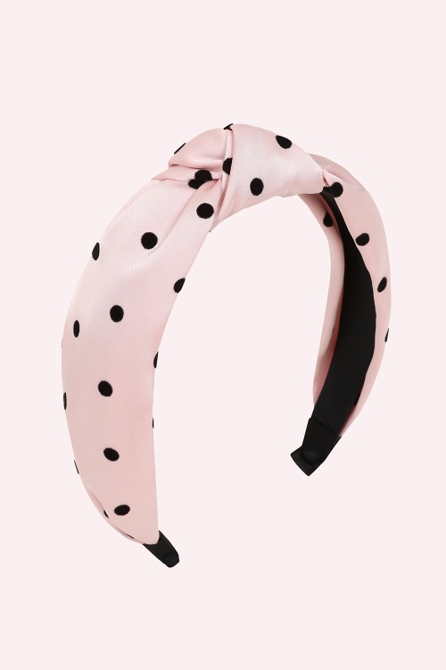 Banned Retro - Mabel polkadot knot haarband in crème