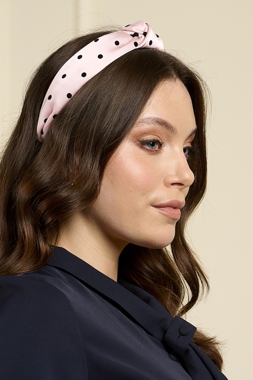 Banned Retro - Mabel Polkadot Knot Headband in Pink 2