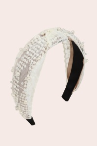 Banned Retro - Adeline Pearl Lace Headband in White