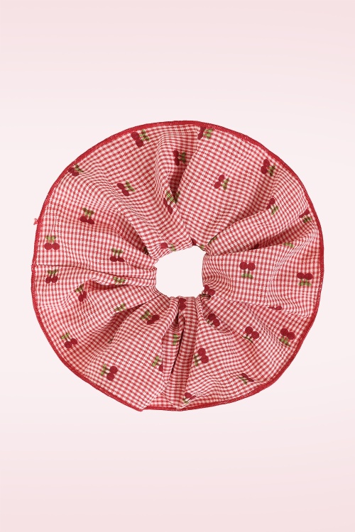Banned Retro - Cherry Belle Large Scrunchie in Red Gingham