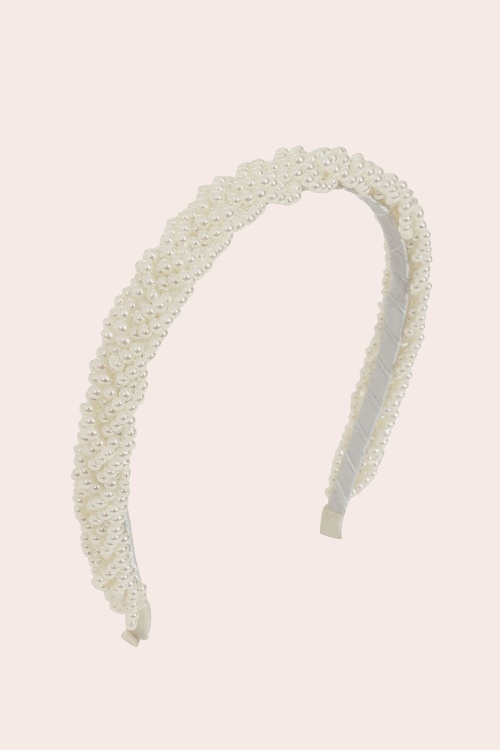 Banned Retro - Eloise Pearl Headband in Cream 2