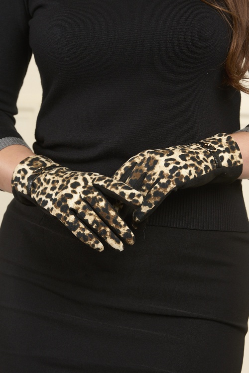 Banned Retro - Leona Gloves in Leopard