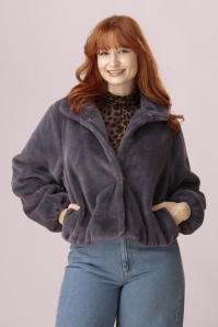 Surkana - Jessi korte faux fur jacket in paars