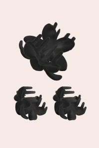 Banned Retro - Florence Velvet Flower haarclip set in zwart 2