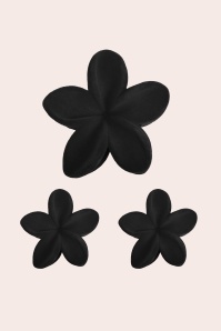 Banned Retro - Florence Velvet Flower haarclip set in zwart