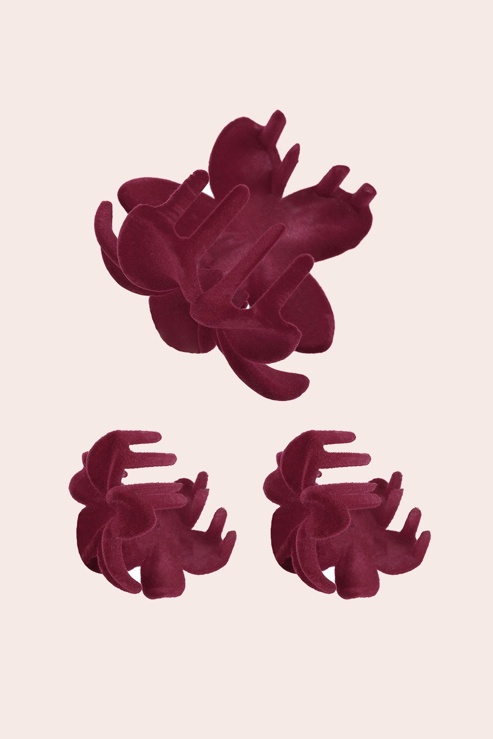 Banned Retro - Florence Velvet Flower haarclip set in bordeaux 2