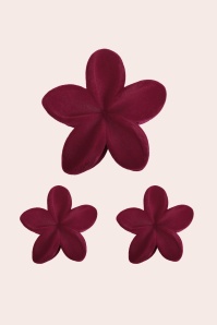 Banned Retro - Florence Velvet Flower haarclip set in bordeaux