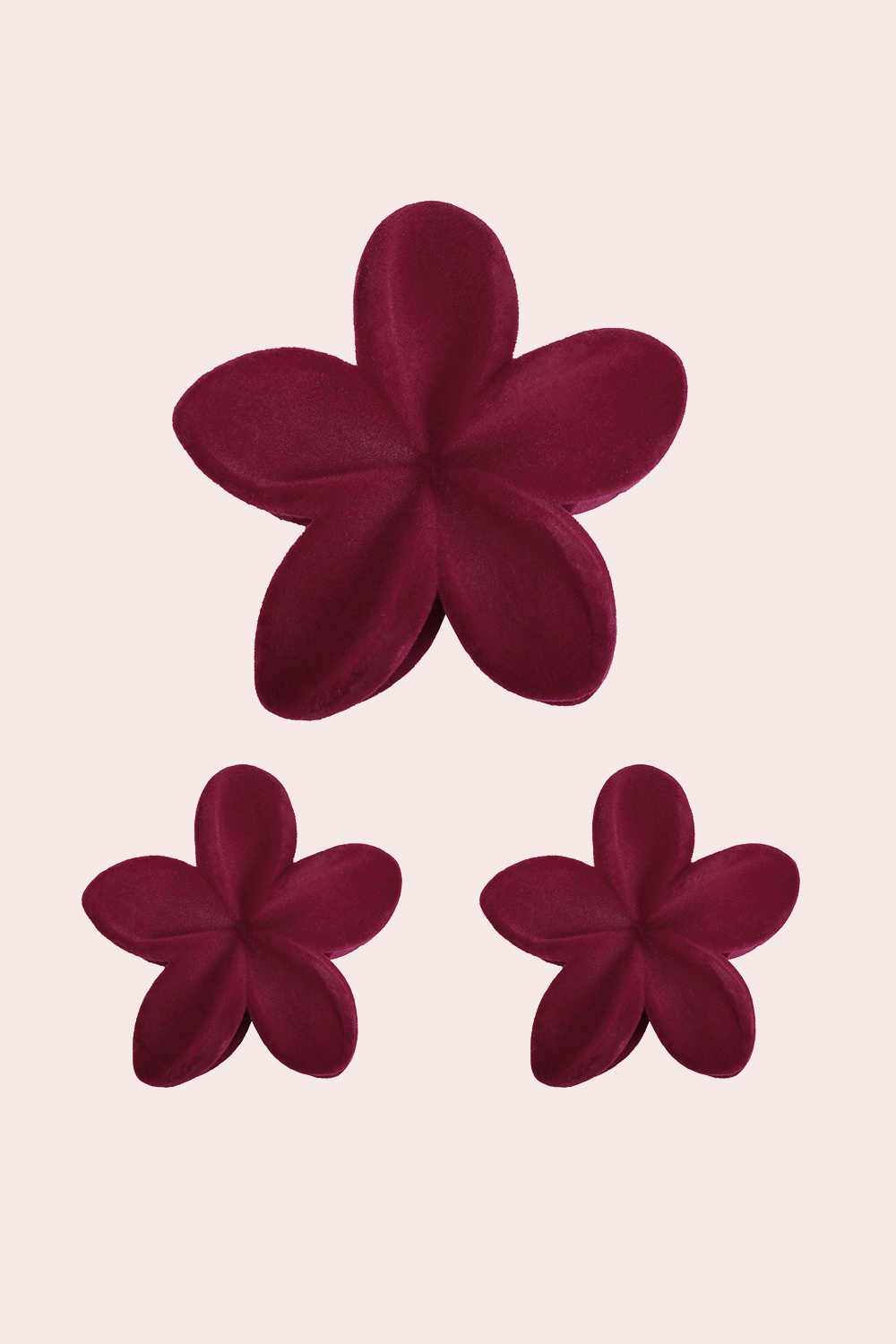 Banned Retro - Florence Velvet Flower haarclip set in bordeaux