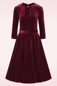 Hearts & Roses - Lua fluwelen swing jurk in rood 4