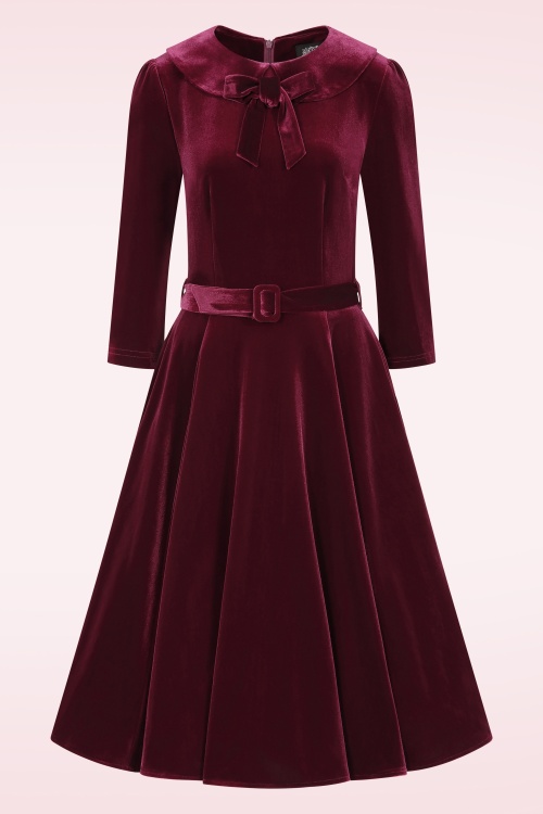 Hearts & Roses - Lua fluwelen swing jurk in rood 4