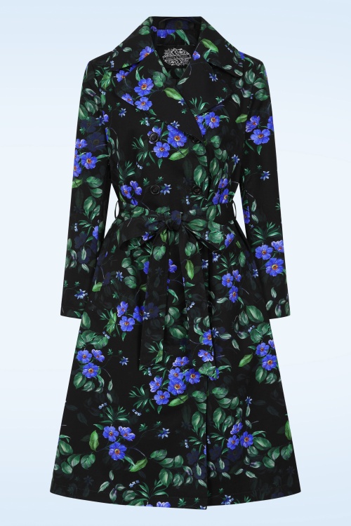 Hearts & Roses - Brooke Floral swing regenjas in zwart