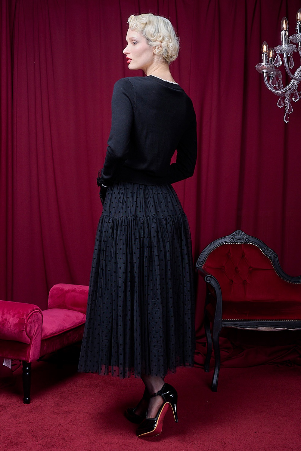 Banned Retro - Jenny May Spot Midi-Rock in Schwarz 4