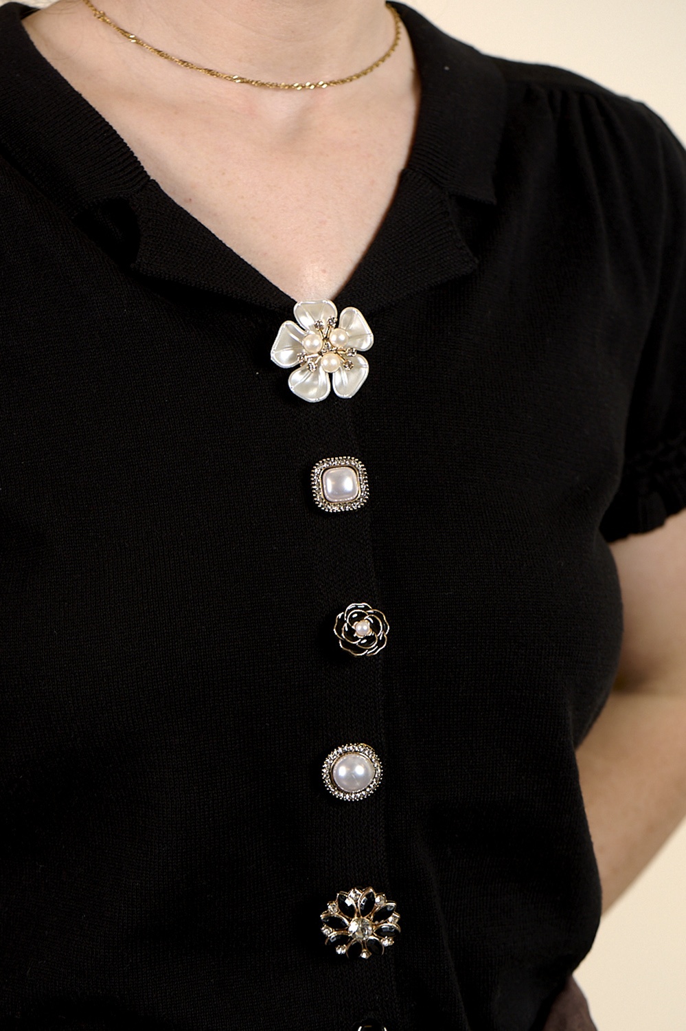 Banned Retro - Pearl Halo Button Cover Set in Gold 4