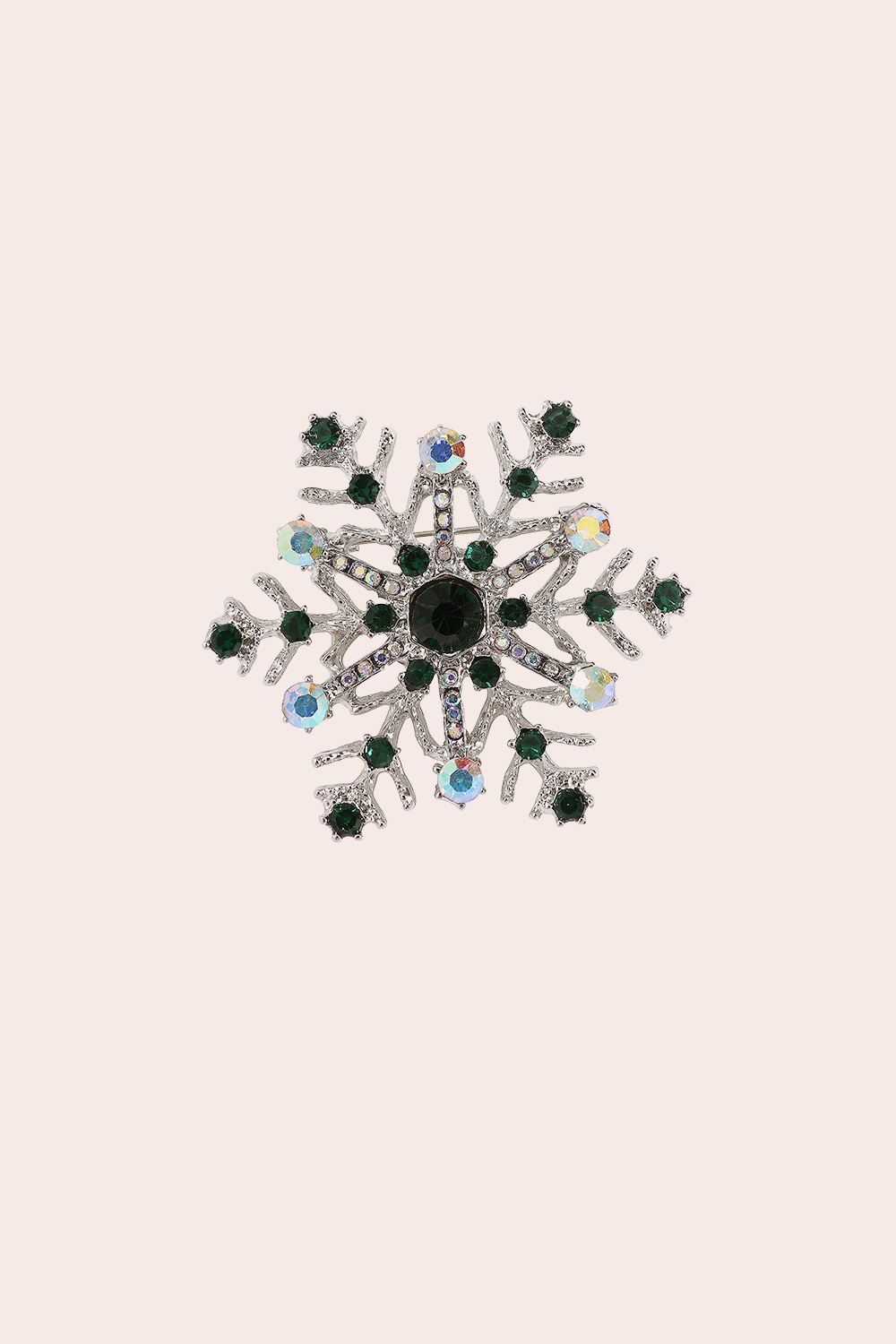 Banned Retro - Midnight Snowflake Brooch in Green and Silver