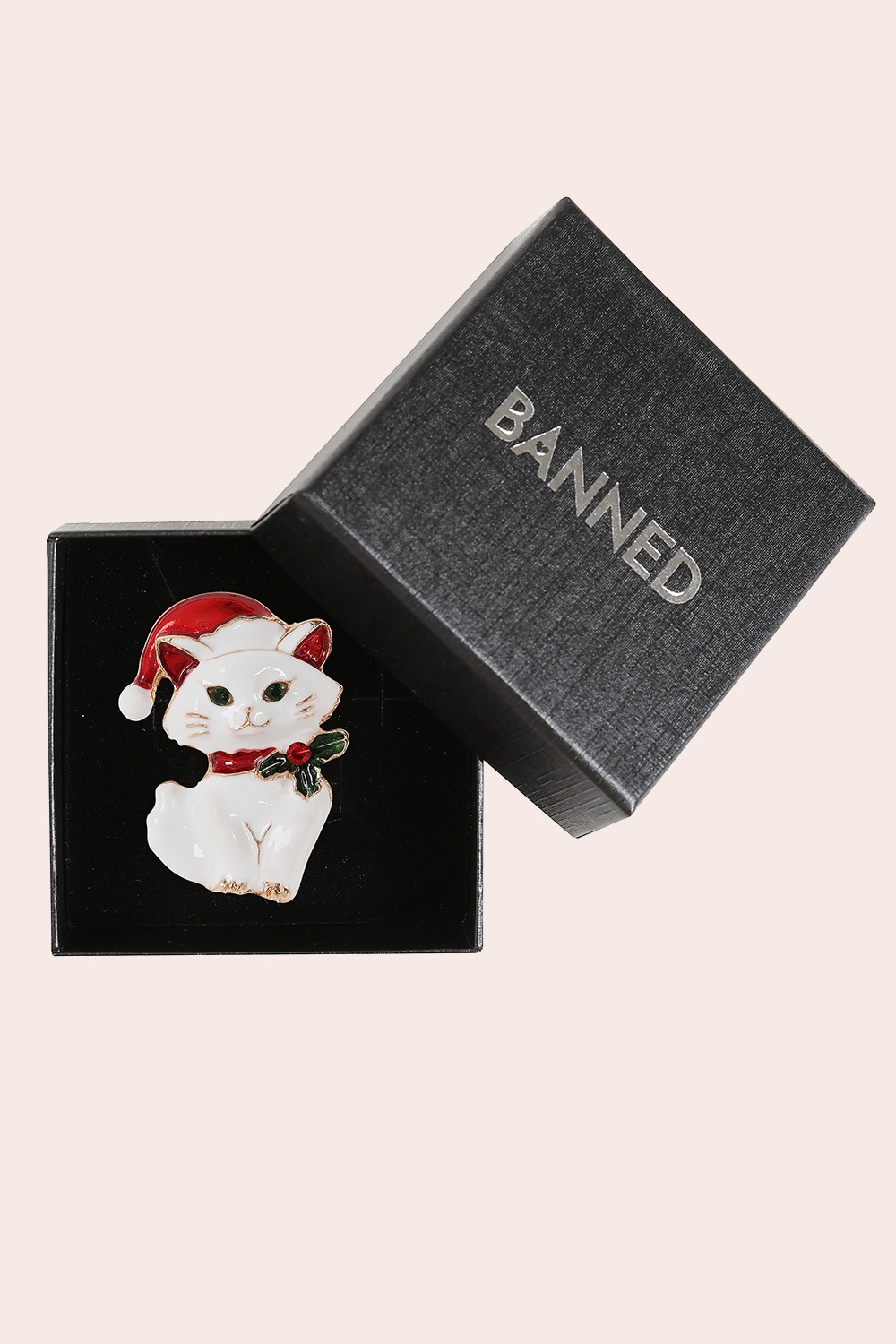 Banned Retro - Santa Kitty Brooch in White 2