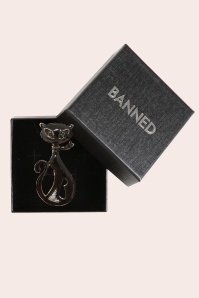Banned Retro - Lucky Black Cat Brooch in Gold 2