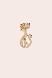 Banned Retro - Lucky Black Cat Brooch in Gold 3