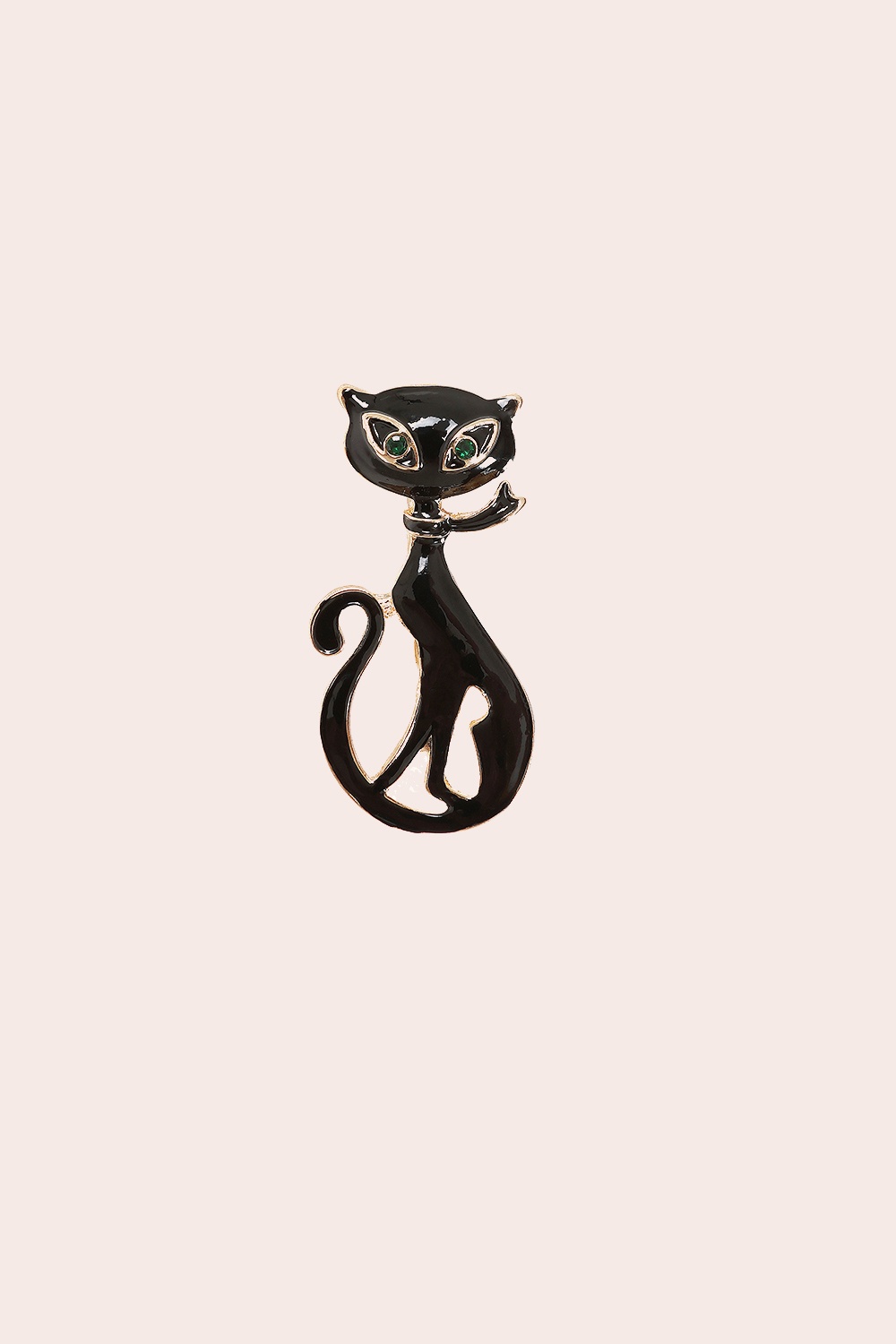 Banned Retro - Lucky Black Cat Brooch in Gold