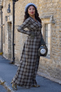 Miss Candyfloss - Dahlina Abalone tartan jumpsuit in grijs en olijf 3